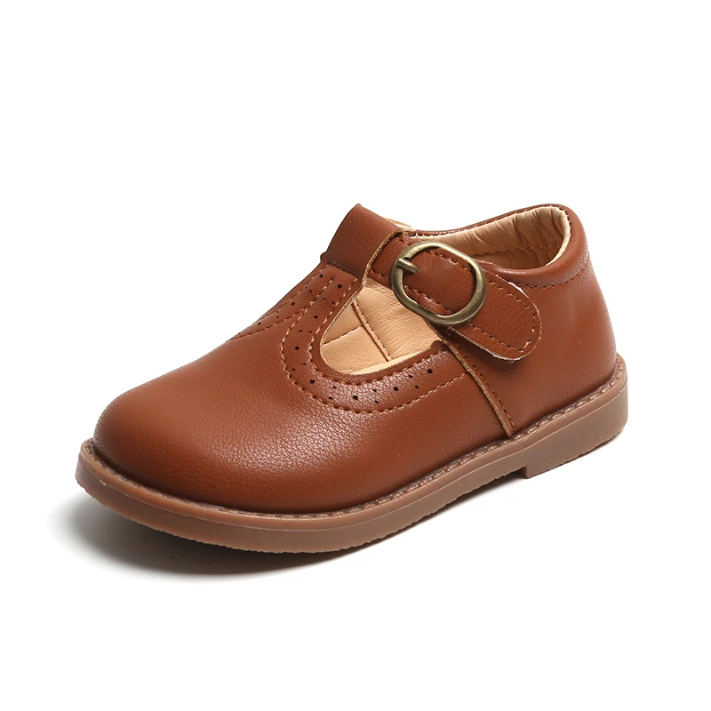 Japanischen Stil Kinder Leder Schuhe Retro 2023 Frühling und Herbst Hohl Jungen und Mädchen Hohl Einfarbig Faulenzer Mode Kinder