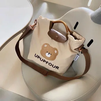 Sevimli ayı annelik çanta bebek Nappy için bebek bezi çantaları kore tuval anne çantası kol çantası su geçirmez iş kadın çanta anne için