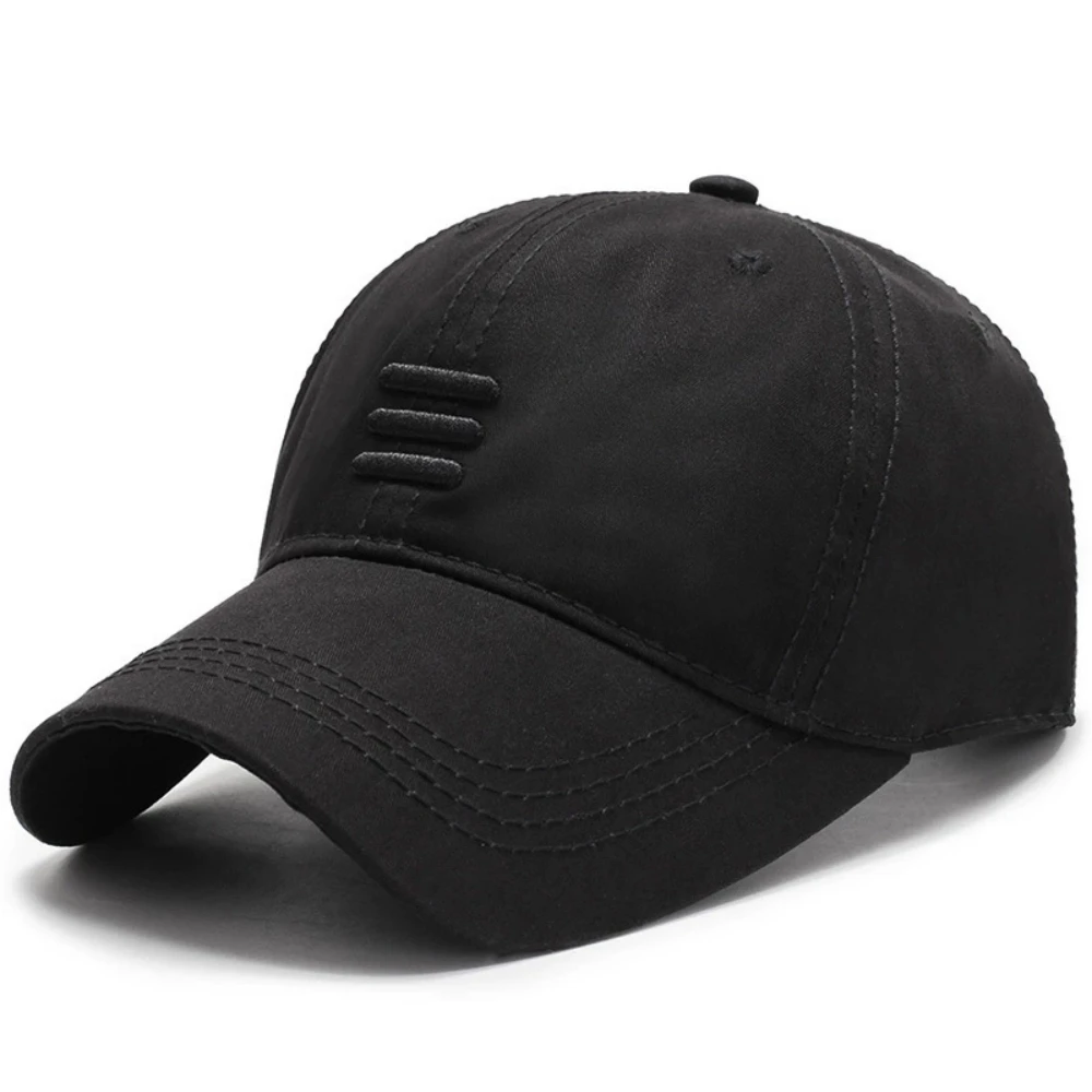 Baseballkappen mit dreifach horizontalen Sticklinien, Frühling und Herbst, verstellbare Freizeithüte für den Außenbereich, Sonnenschutzhut – Detail 3