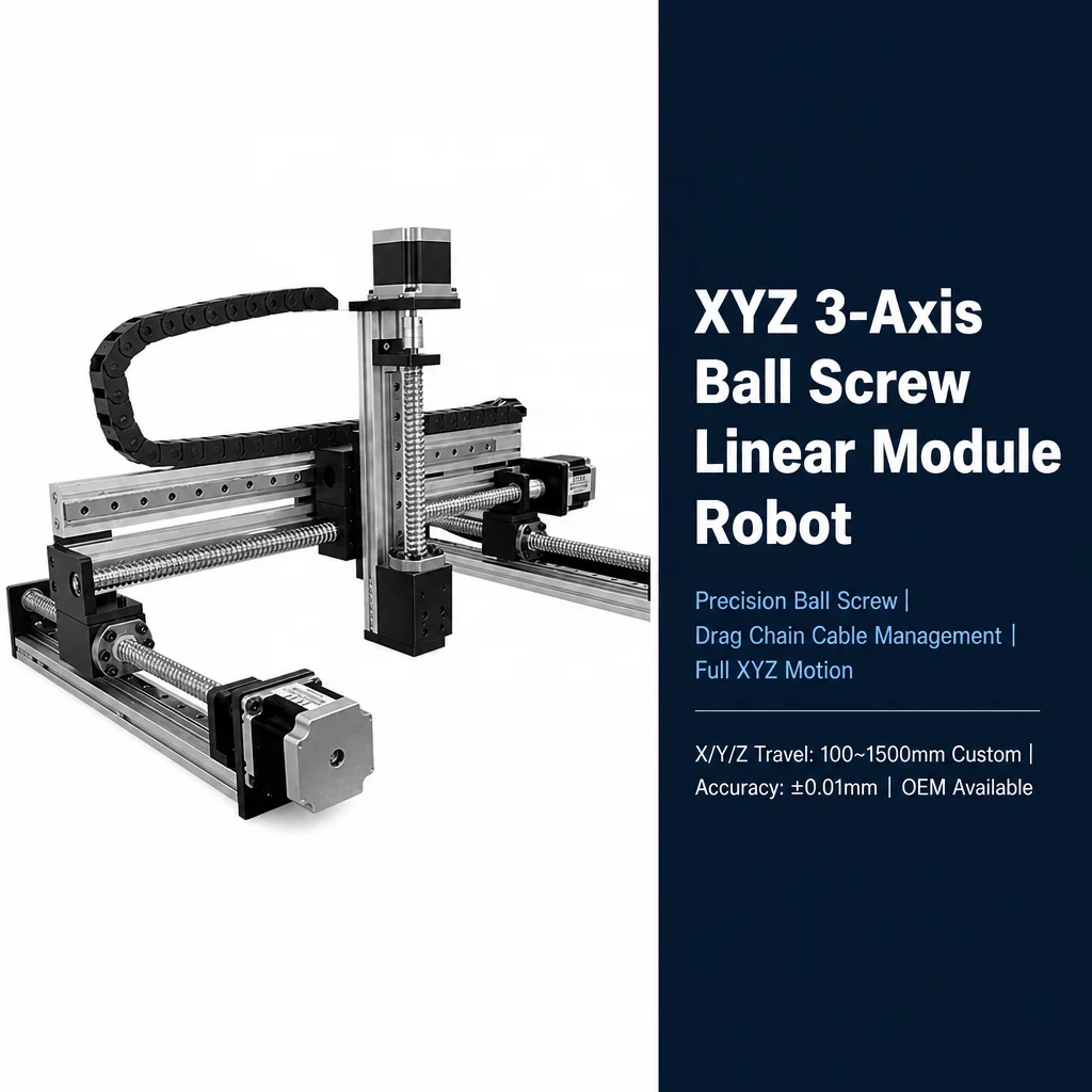 Linear Rail Guide Ball Screw Actuator Motor Robotic Arm Xyz Stage Z Axis Table Cartesian Robot 0.8kW 380V 25kg