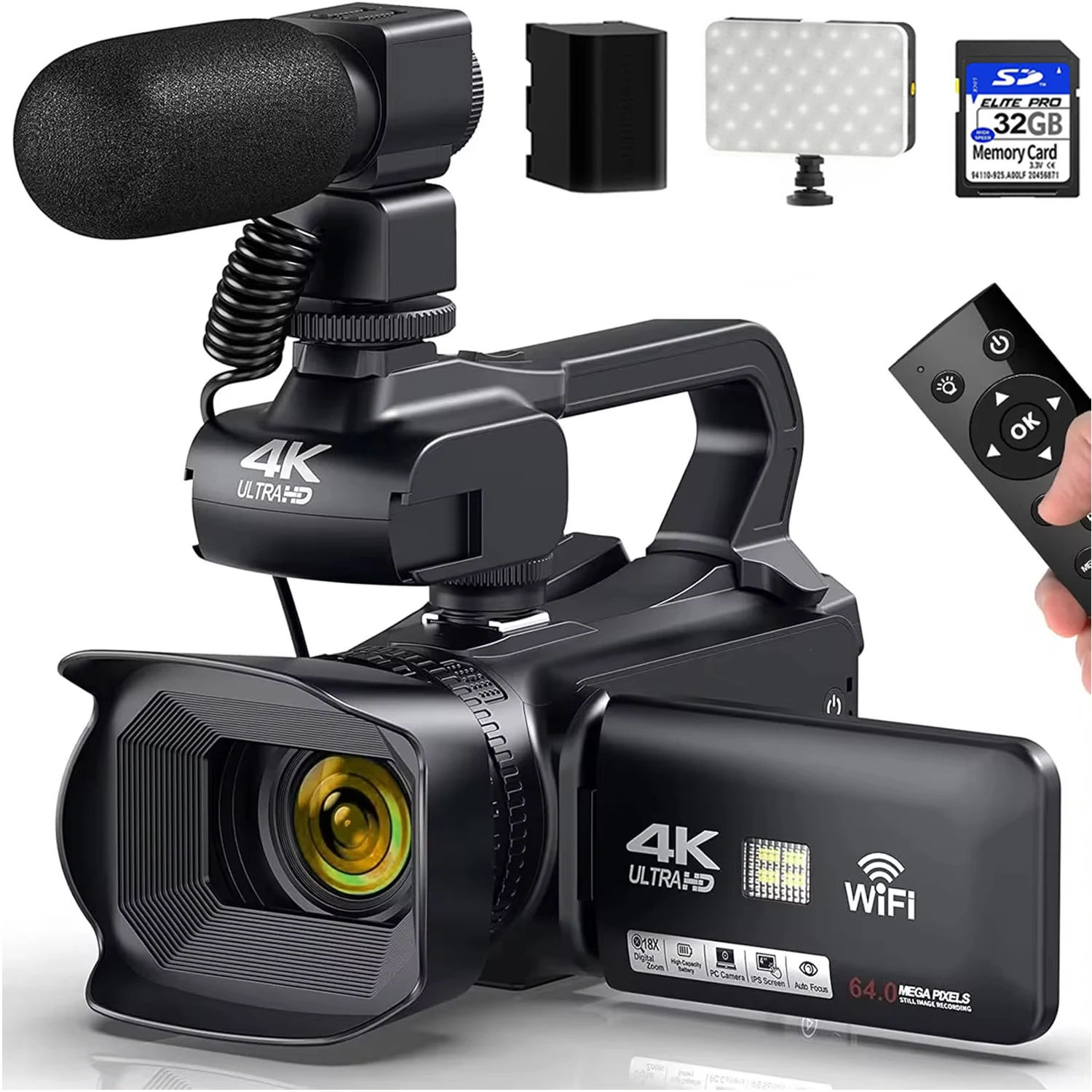 64MP Digital Photography Camera 4K HD WIFI Web Camcorder Vlog Video Recorder YouTube 18X Digital Zoom Cameras 4.0