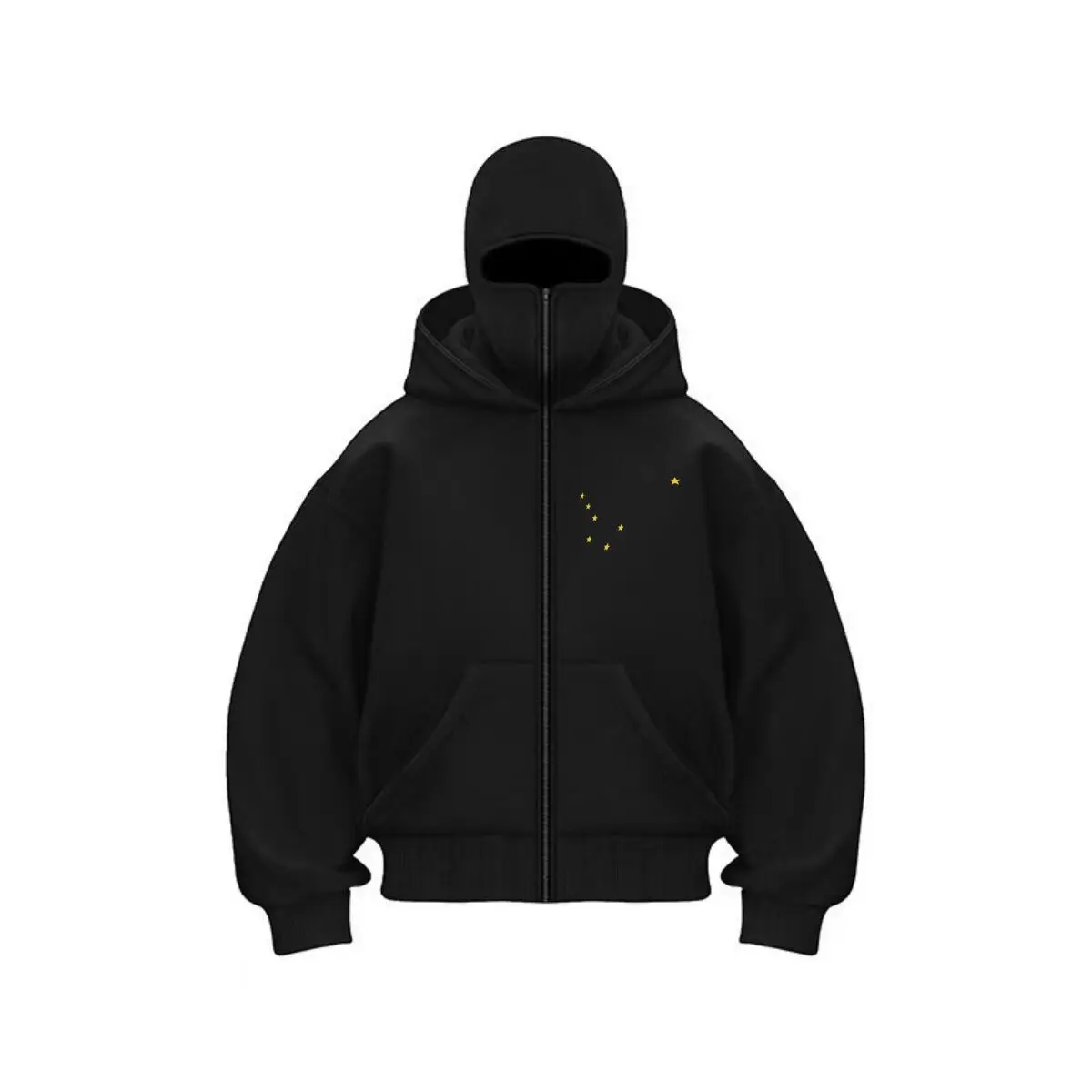 Yellow Stars Abstract, Flag Design Unisex Double Hooded Fall Winter Men Clothing Masked Outfit