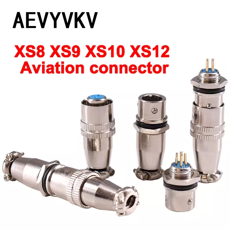 XS8 XS9 XS10 XS12 Aviation Connector Circular Quick Connector 2P 3P 4P 5P 6P Gold Plated Contact Male and Female Plug Socket