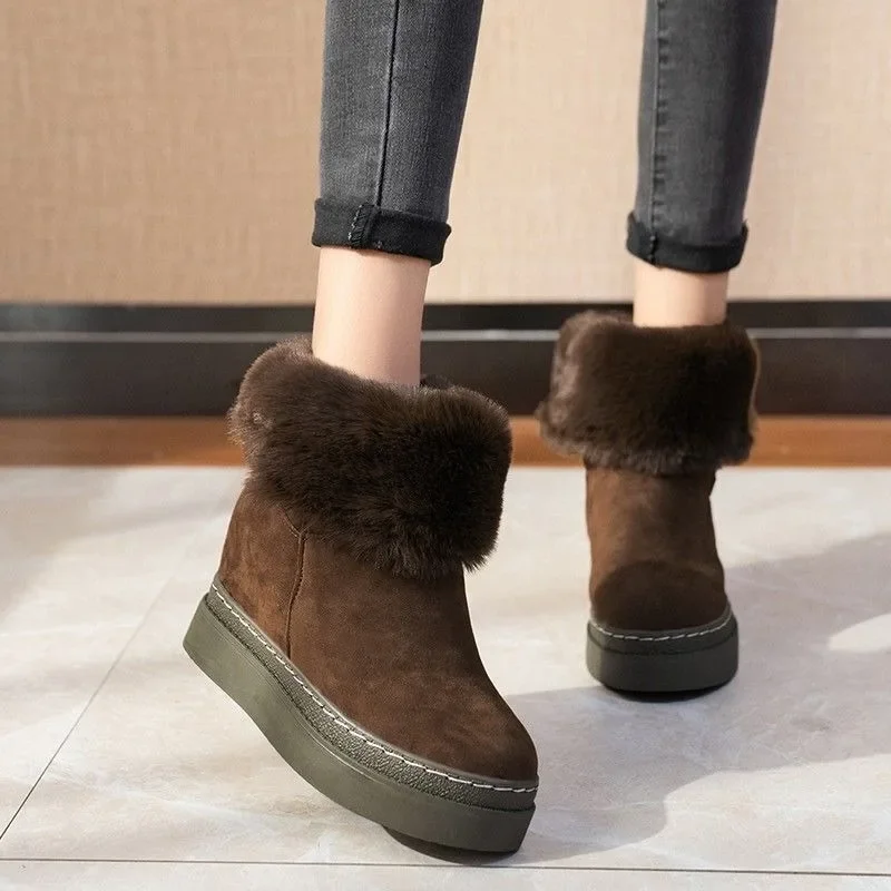 Plus Warm Woman Shoes New In Platform Chunky Comfortable and Elegant Snow Boots for Women Large Size Boot Spring 2024 Rock Sale