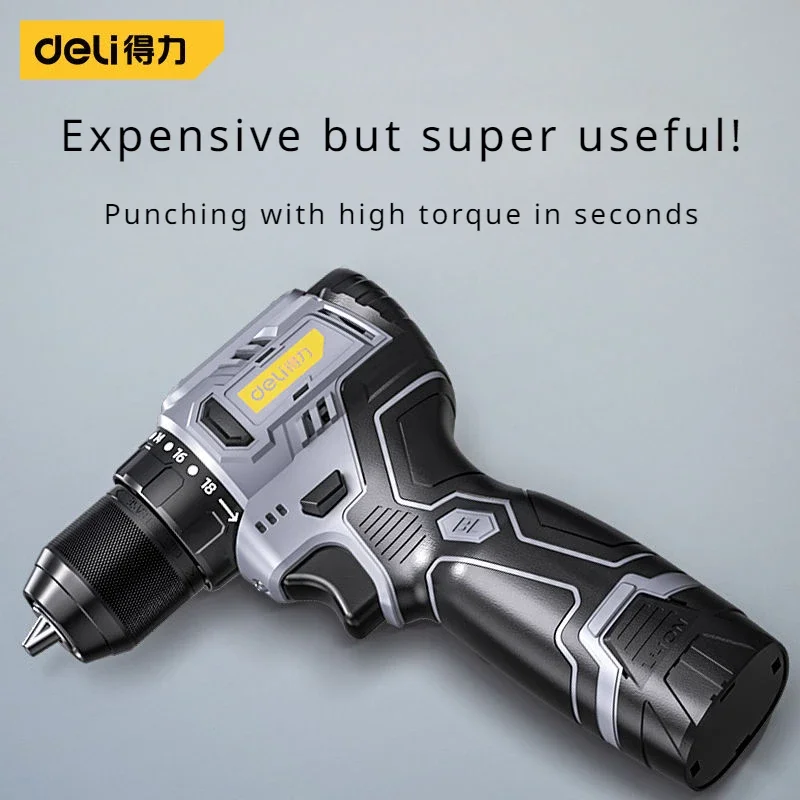 Deli 16.8V Brushless Electric Drill, Mini Screwdriver, Cordless Power Driver, DC Lithium-Ion Battery, Power Tools, DYS-051