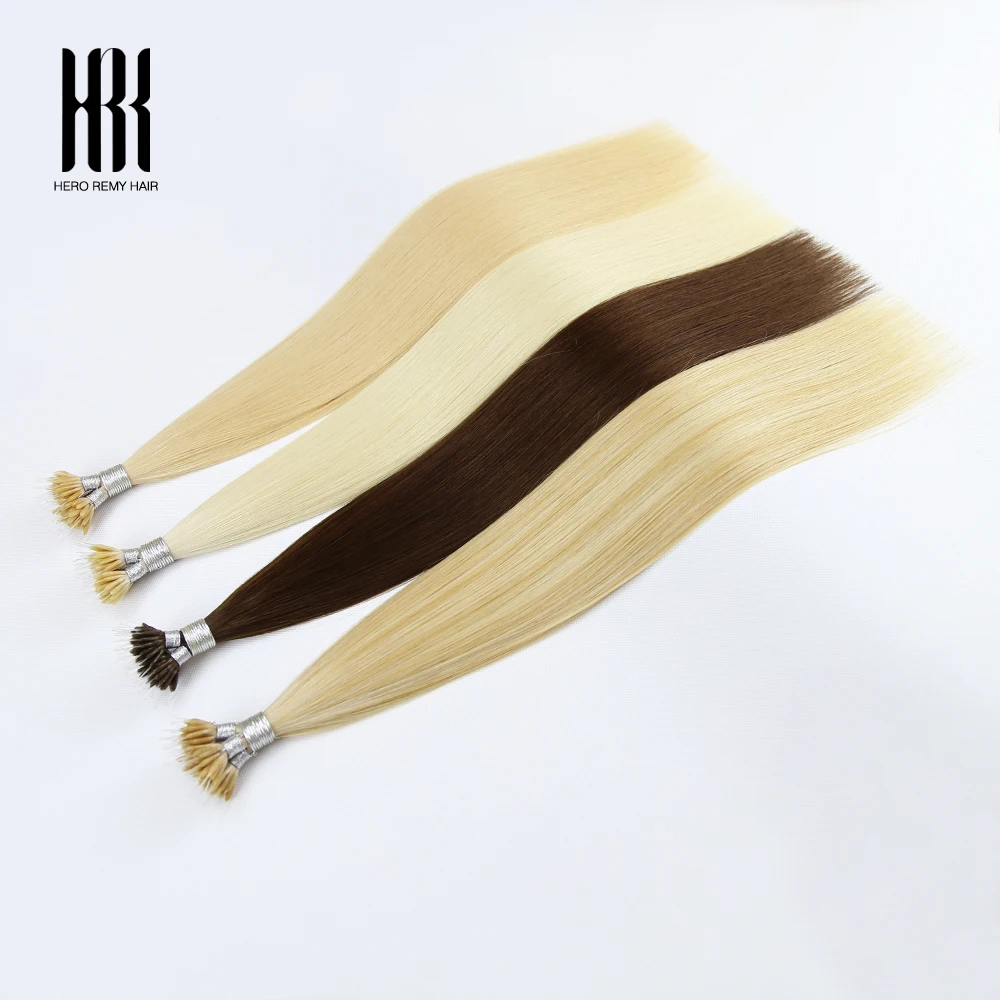 Nano Rings Silicon Plastic Tip Real Remy European Human Hair Extensions Micro Beads Hair Blonde Color 0.7g/strand 16-22 Inch