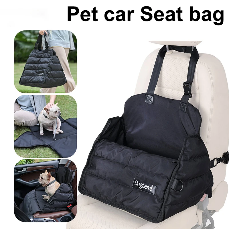 Dog Car Seat Bed Carrier for Small Medium Dogs Waterproof Dog Car Seat Cover Safety Adjustable Pet Travel Bag Handy Soft Cushion