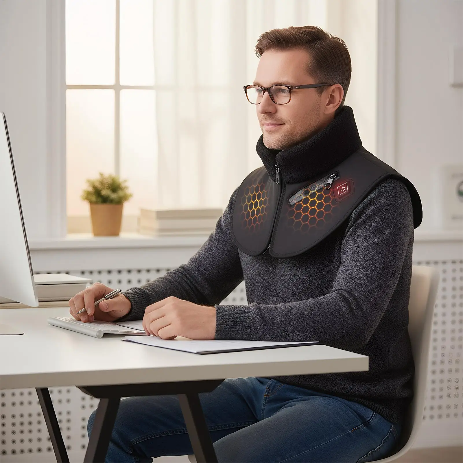 Elektryczny podgrzewacz na szyję i ramiona, 3-stopniowy szybki podgrzewacz dla kobiet, seniorów, do domu, pracy, codzienna relaksacja