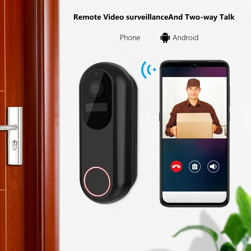 A23F-Tuya Smart Video Doorbell Waterproof Night Vision Home Security FHD Camera Digital Visual Intercom 2.4 Ghz 5Ghz US Plug