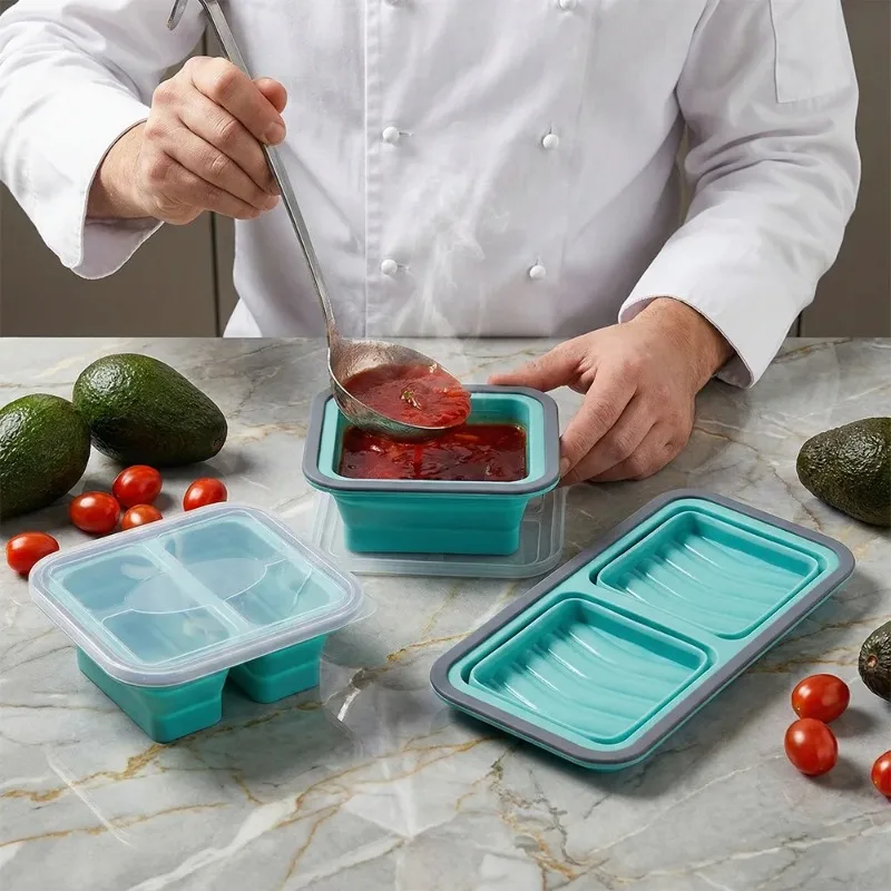 Silicone Freezer Tray with Lid Silicone Ice Cube Tray Freezer Container Store Soup, Sauce, Broth,Leftovers -Oven Dishwasher Safe