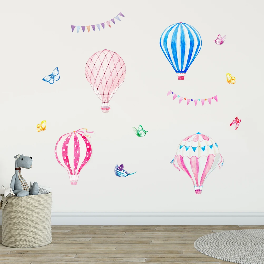 

PVC Removable Hot Air Balloons Wall Sticker Premium Waterproof Decal for Nursery Kids Room Smooth Wall Tiles Mirror