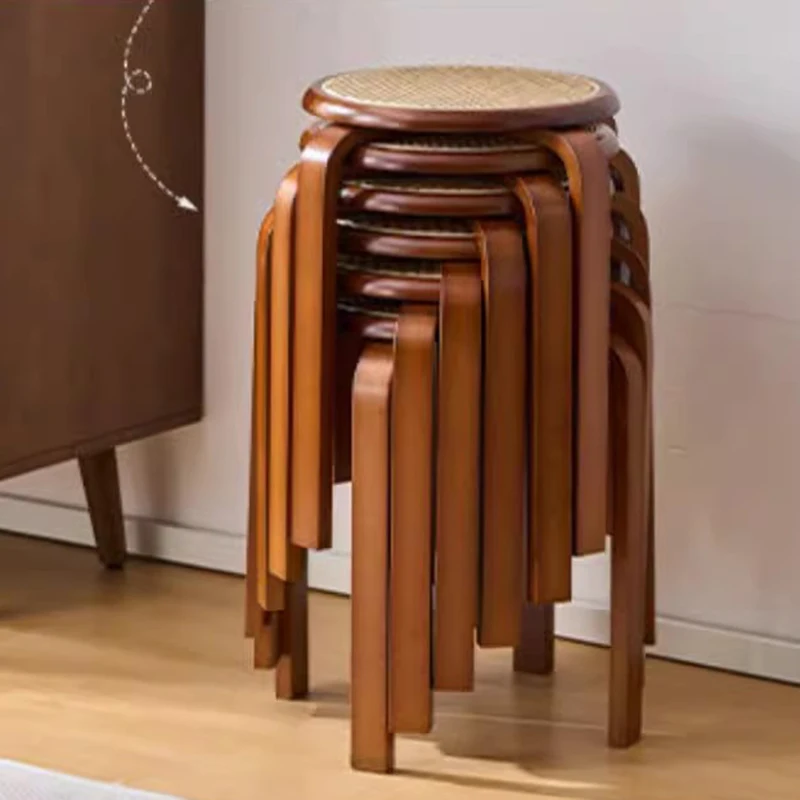 Space Saving Furniture Tabouret Design Minimalist Rattan Chairs Wood Stool Dining Chair Wooden Table Sillas Para Comedor Stools