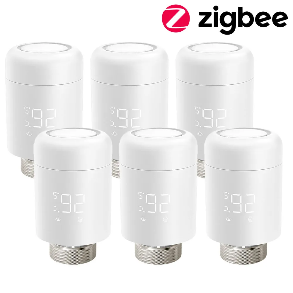 AVATTO Tuya 1-6PCS Zigbee TRV Radiator Actuator Klep Thermostatische Radiatorkraan Temperatuurregelaar Voor Alexa Google thuis