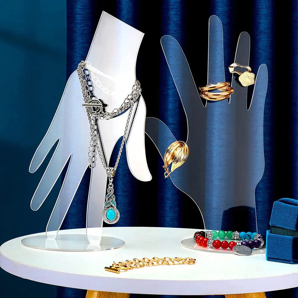 

Набор из 2 подставок для браслетов, акриловый органайзер для украшений, держатель для ожерелий, прозрачная подставка для демонстрации ювелирных изделий для дома и магазина