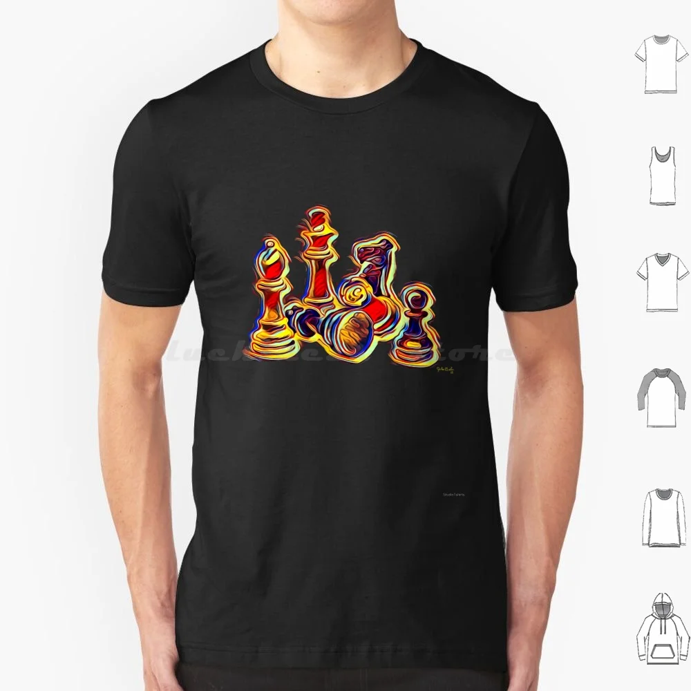 Chess Pieces T Shirt 6xl Cotton Cool Tee Chess Knight King Queen Bishop Pawn Abstract