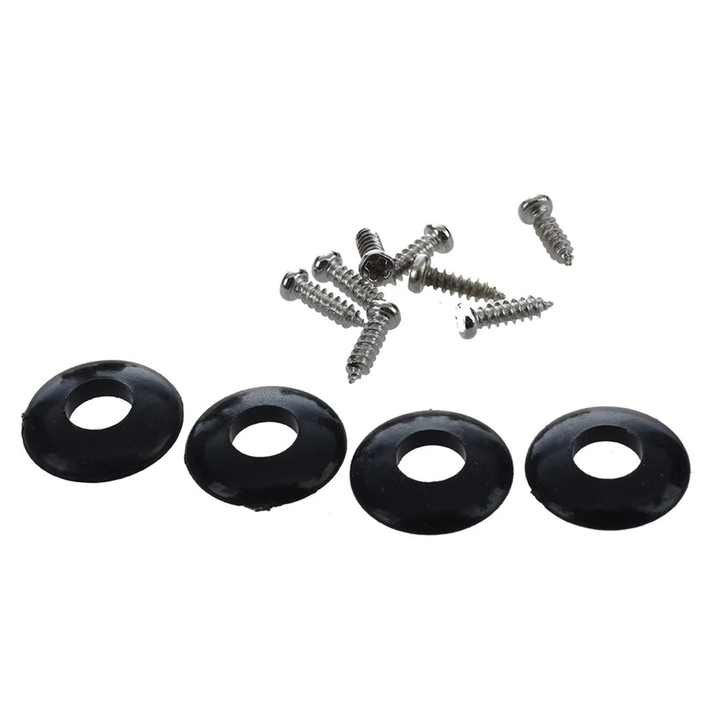 AA75-8Pcs جيتار وصغير 4 أوتاد ضبط الجيتار رؤوس آلة 4R و4L، تتضمن براغي التركيب - فضي وأسود