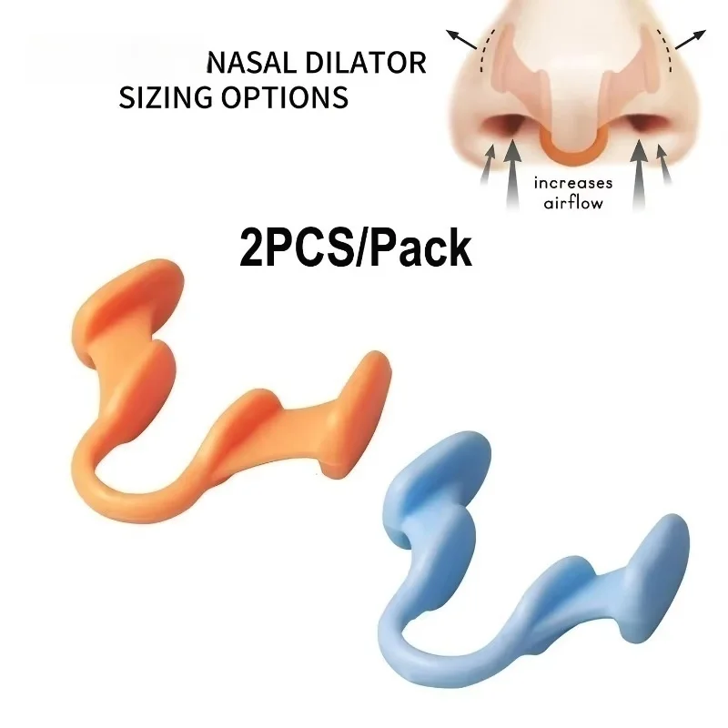 

2pcs Mini Stop Snoring Device Silicone Elastic Nose Clip Anti-Snoring Supplies To Prevent Snoring Good Sleep