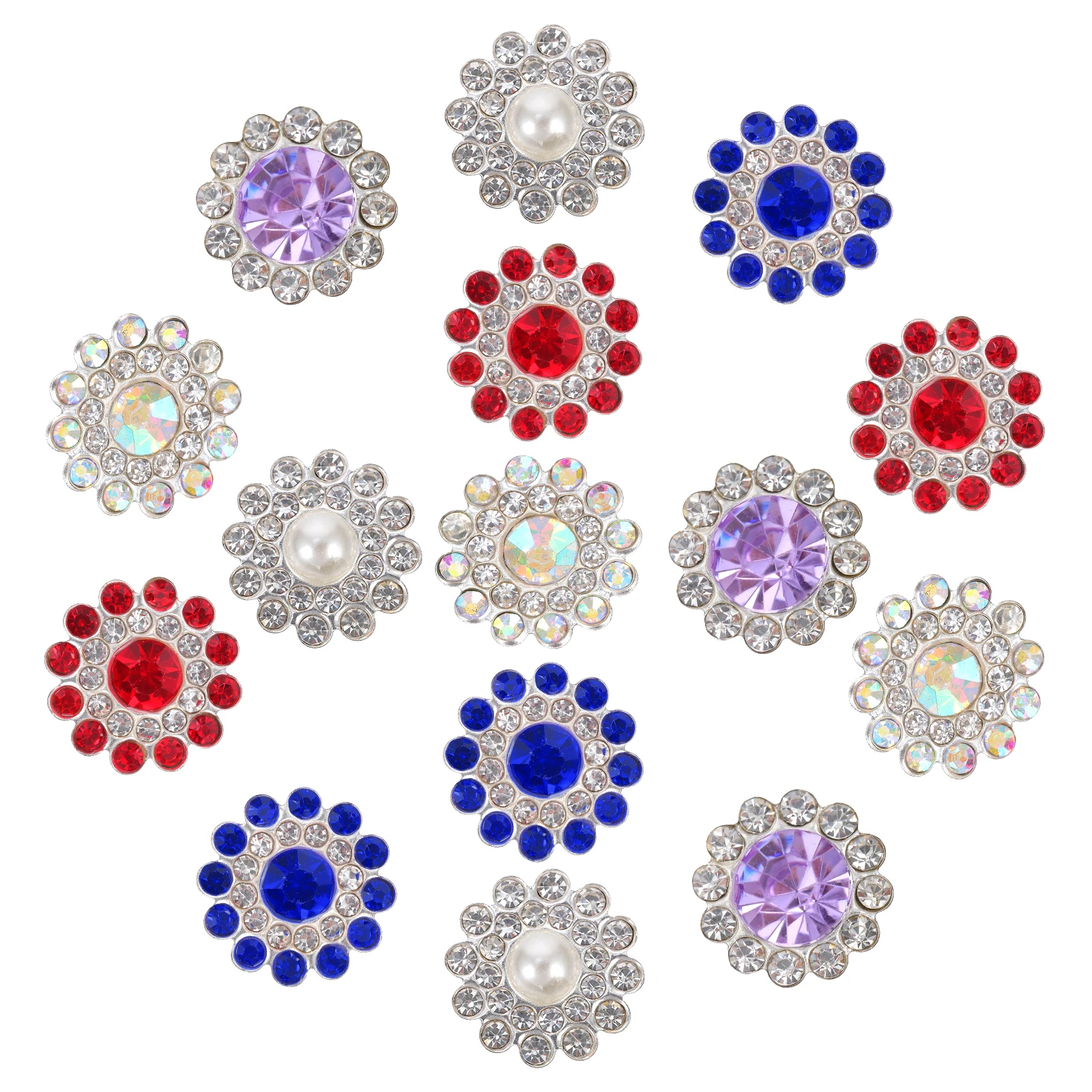 

100 Pcs Rhinestone Flower Button Crafting Iron Accessories Flatback Clip DIY Safe Durable Wedding Birthday Party H made Sewing