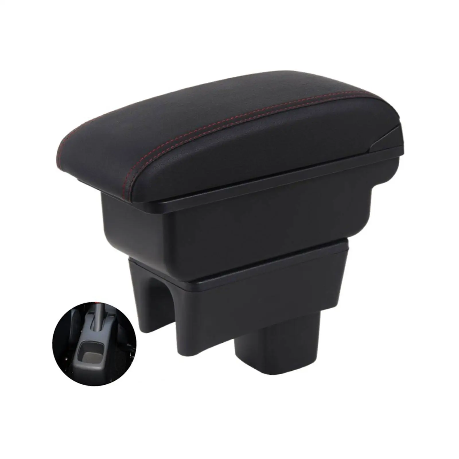 Universal Adjustable Car Armrest Case Leather Storage Box Seat Gap Filler Tray for Auto Organization