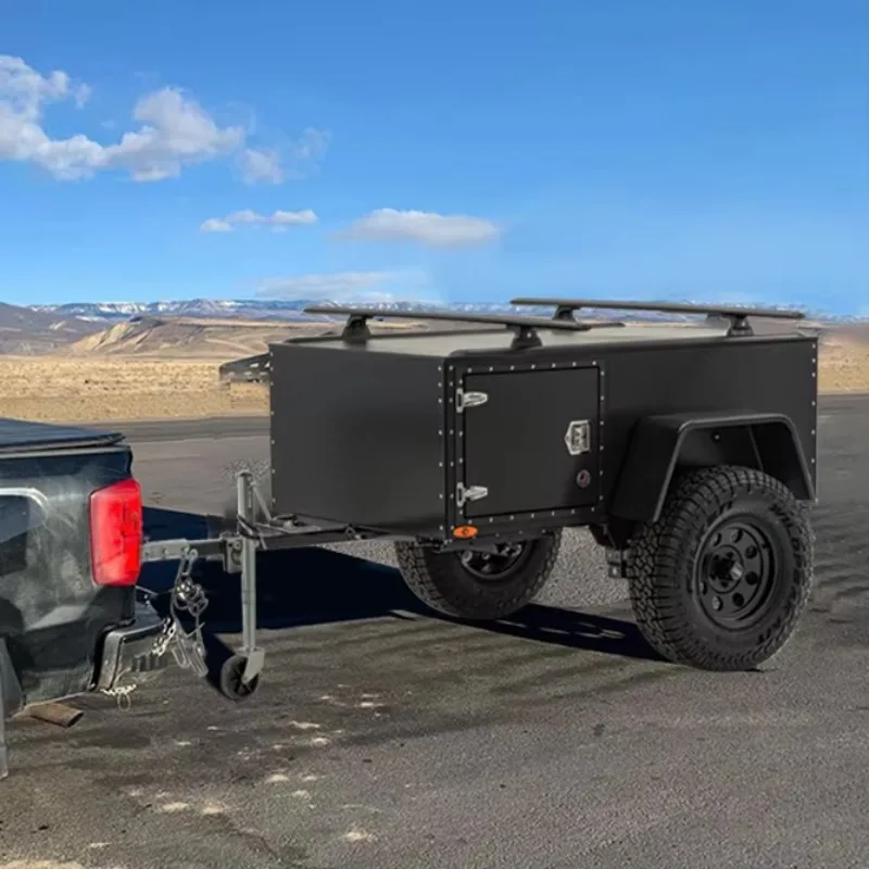 Enclosed Luggage Camping Trailer With Top Roof Tent