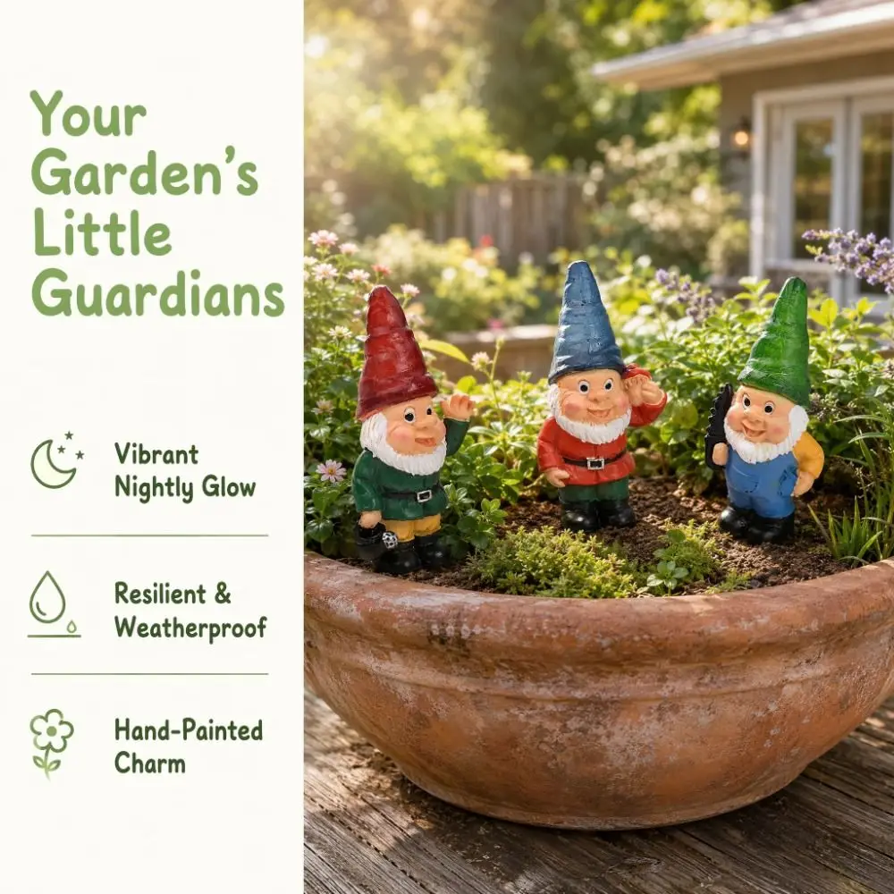 4Pcs Luminous Dwarf Elf Garden Lamp Inserting Micro Landscape Landscape Light Inserting Dwarf Resin Garden Statue