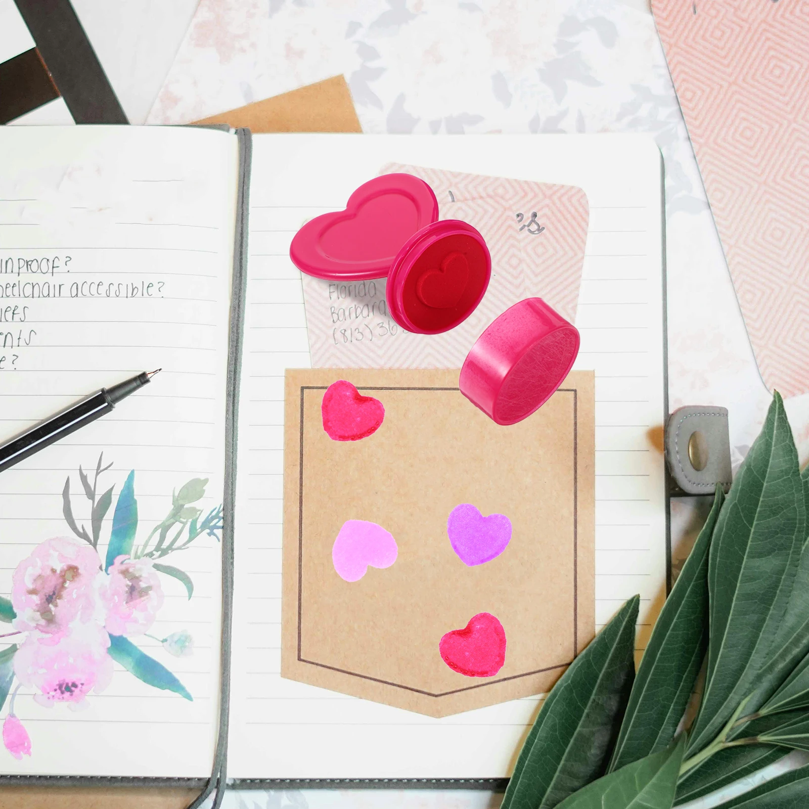 

12pcs Heart Shaped Stamps Cute Cartoon Plastic Kids Crafts Safe Diy Scrapbooking Journal Stamping Accessories