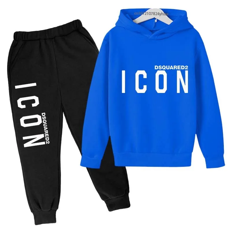 Kids Autumn Spring suits 3-13 Years Boys Girls Casual sweatshirts Outifts  Children 2pcs IC Print  Hoodie+Pants Sets