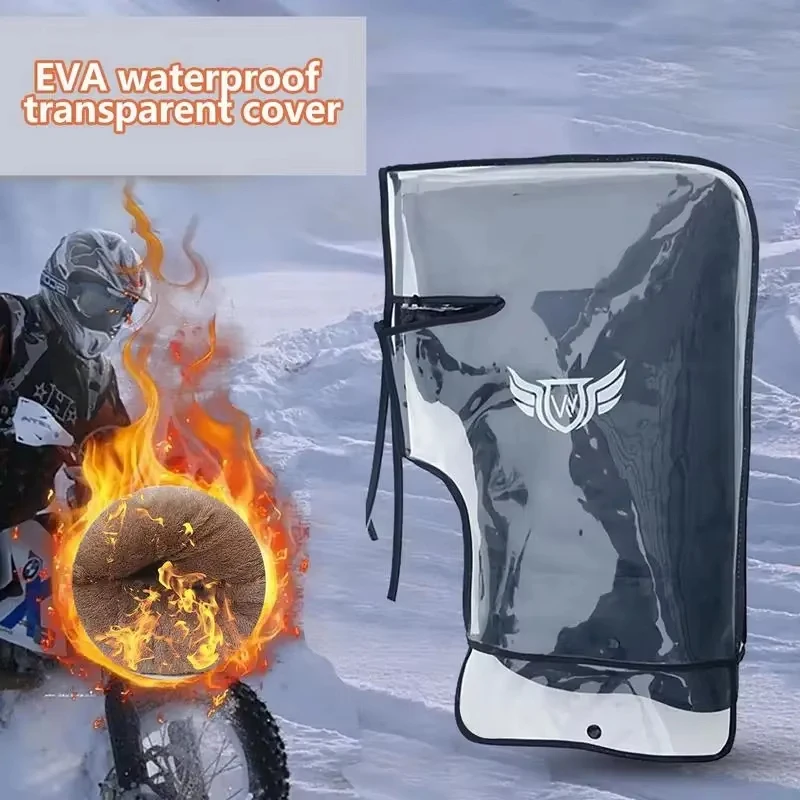 1 Pair Winter Motorcycle Handlebar Cover Gloves Thickened Windproof Waterproof Anti-Slip Warm Grips For Bike Cold Weather Riding