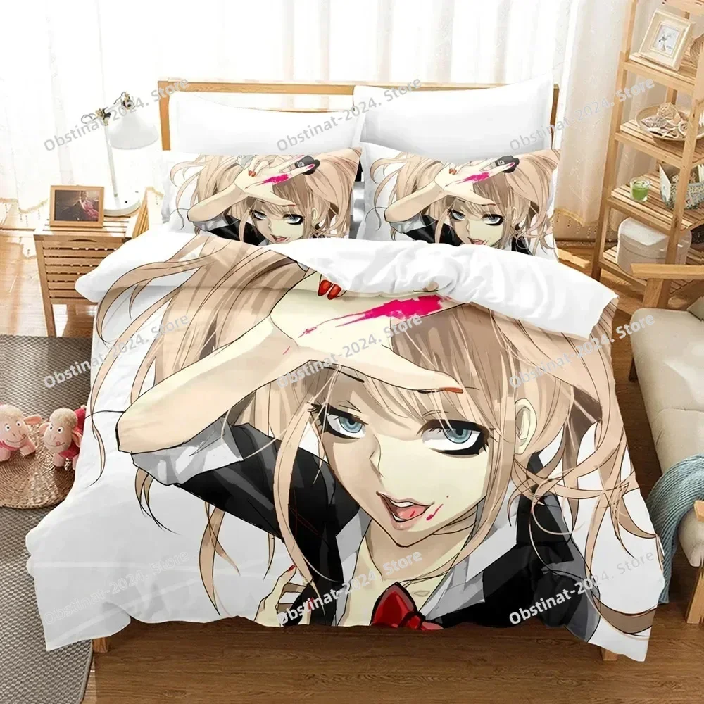 Fashion 3D Anime Game Danganronpa Bedding Set Printed With Pillowcase Bed Duvet Cover Soft Single Double Queen Super King Size