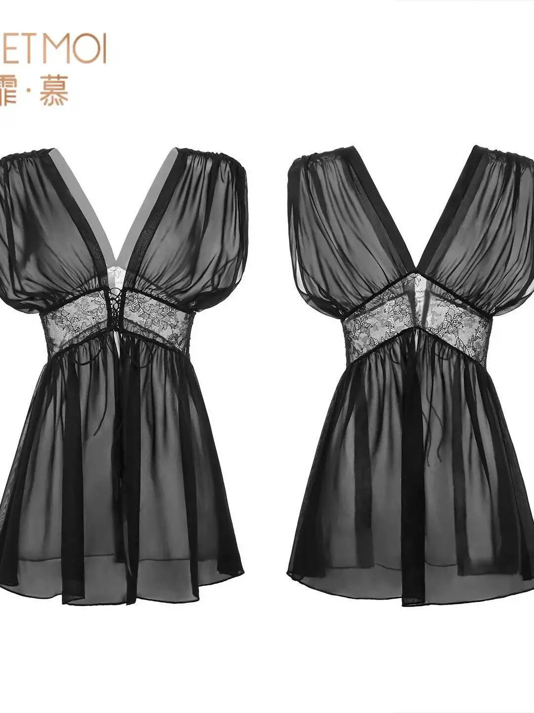 جديد الدانتيل الفرنسي مفتوح الصدر واسعة الأكمام شير ثوب النوم مثير بلون شبكة شفافة الساحرة أنيقة الرغبة النقية فستان TT5E