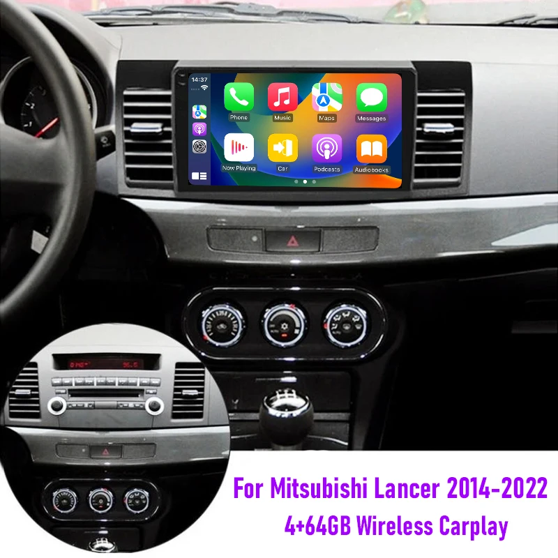 

10" 4+64GB For Mitsubishi Lancer 2014-2022 Car Radio Wireless CarPlay Android 15 Auto Head Unit GPS Navi