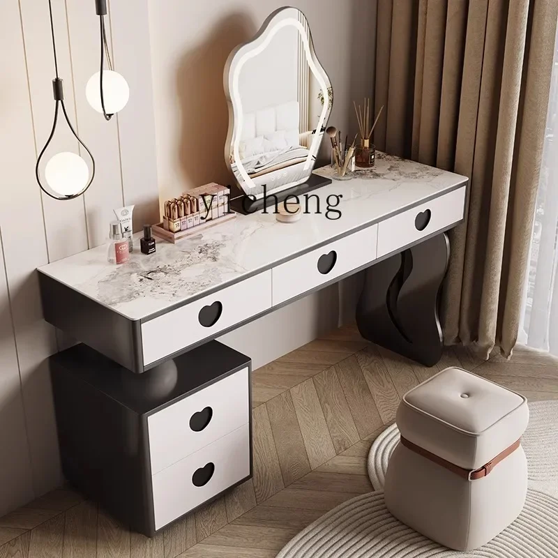 ZZf Rock Plate Dresser Chest of Drawers Bedroom Makeup Table Light Luxury Solid Wood Paint Modern