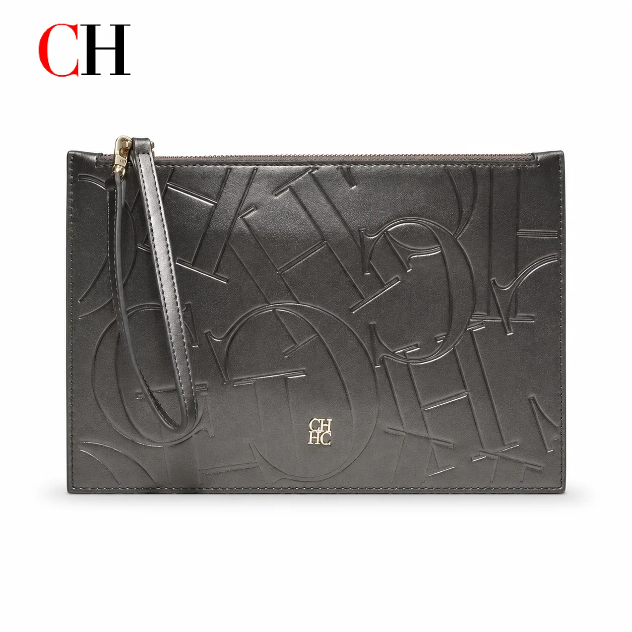 Pochette de soirée élégante CH pour femme avec lettres en relief, fermeture éclair, sac à main, pochette de soirée pour les fêtes, les voyages et l'usage quotidien