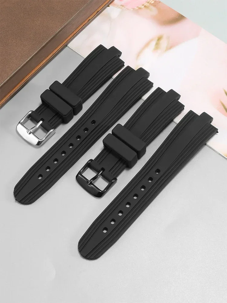 Black High Quality Dust Free Silicone Rubber Watch Strap for Bvlgari Diagono Convex Interface Men Women Waterproof Watchband