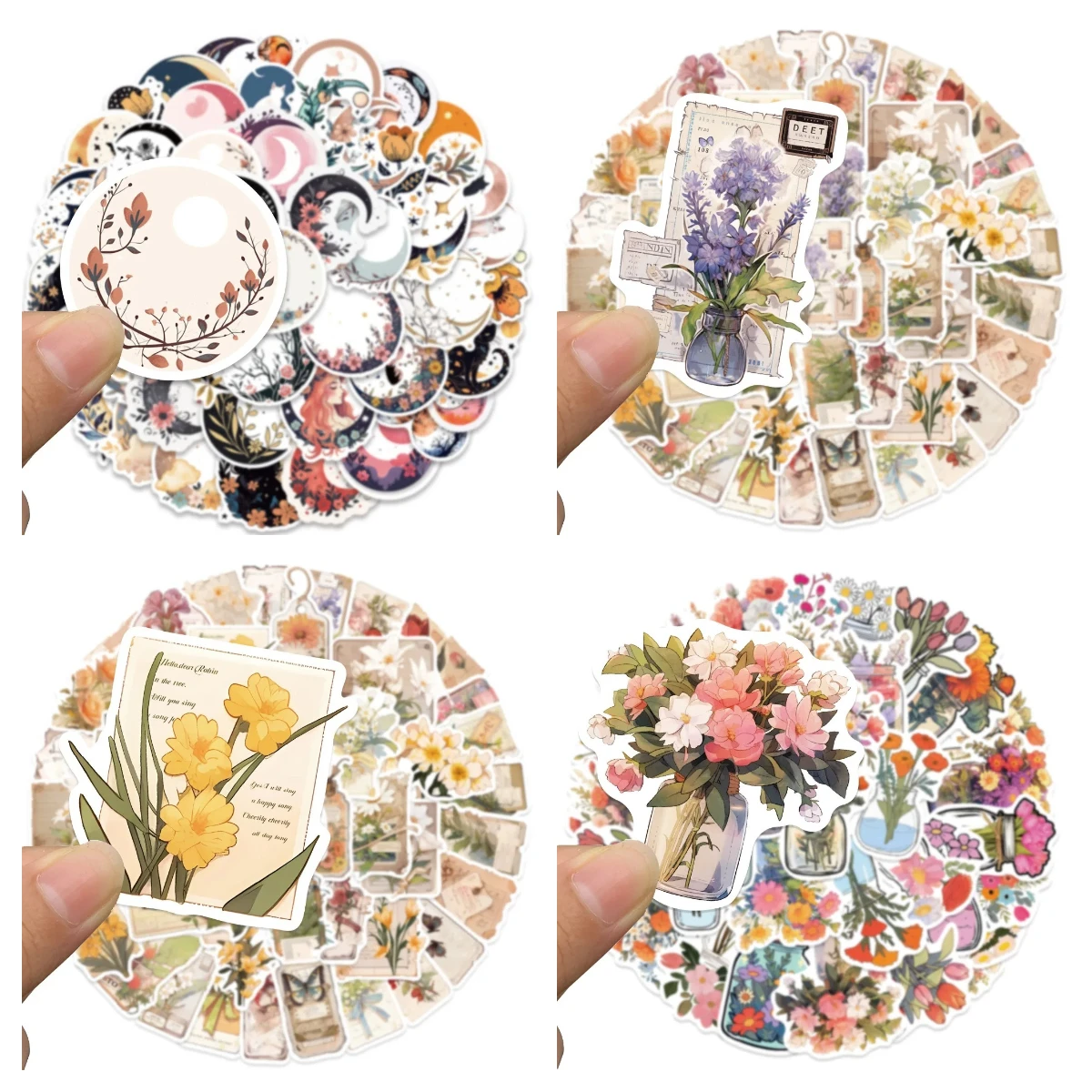 10/30/50PCS Cute Ins Style flower Stars and Moon Decoration Notebook Guitar Suitcase Bike Scrapbook Waterproof Sticker Wholesale