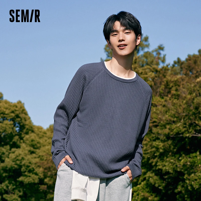 

Semir Men Sweater Pullover Sweater Autumn New High-quality Texture Bottoming Round Neck Commuter Style All-match Top for Men