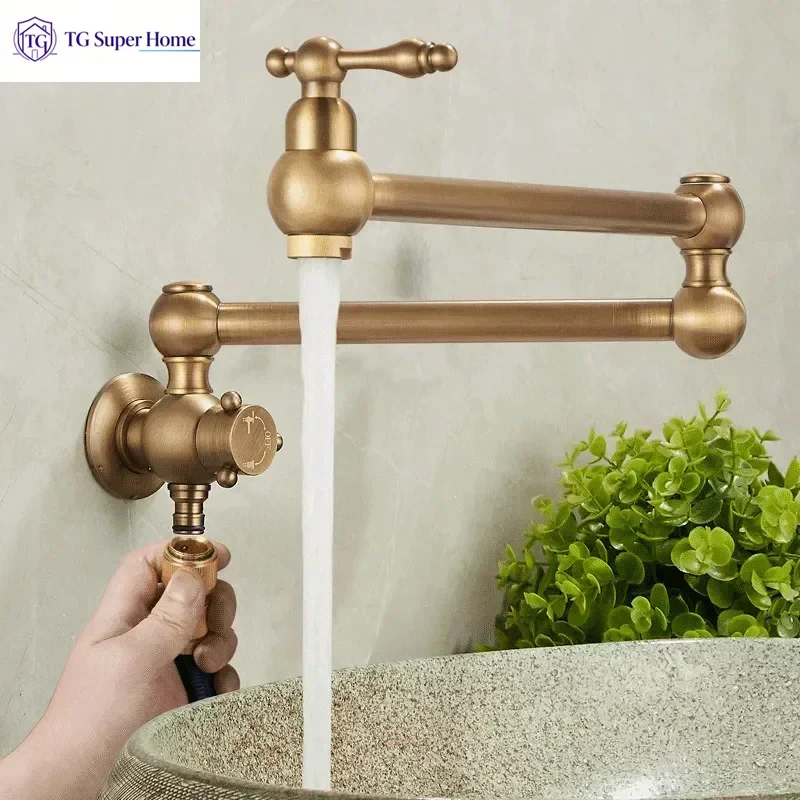 Antique-style all-copper European basin faucet, vintage hot and cold single-hole washbasin faucet