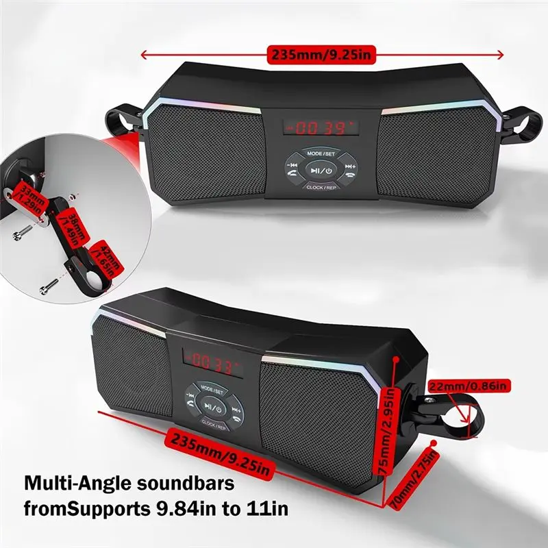 A11M-Speakers 12V Wireless Stereo Audio System Modification For Motorcycle Handlebar Mount