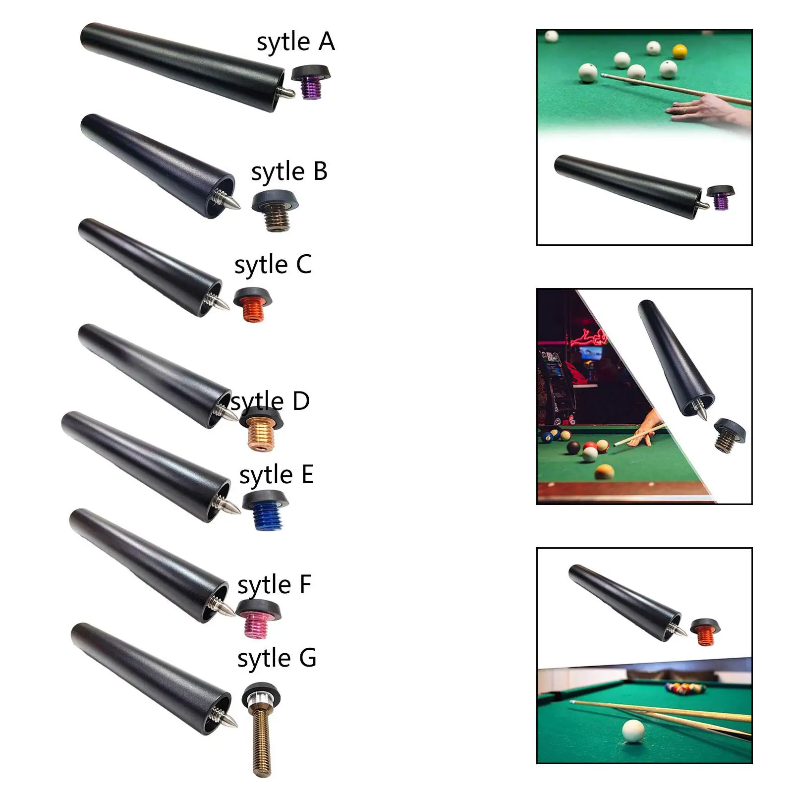 Pool Cue Extender Billiard Snooker Cue Extension Ultralight 7.87\