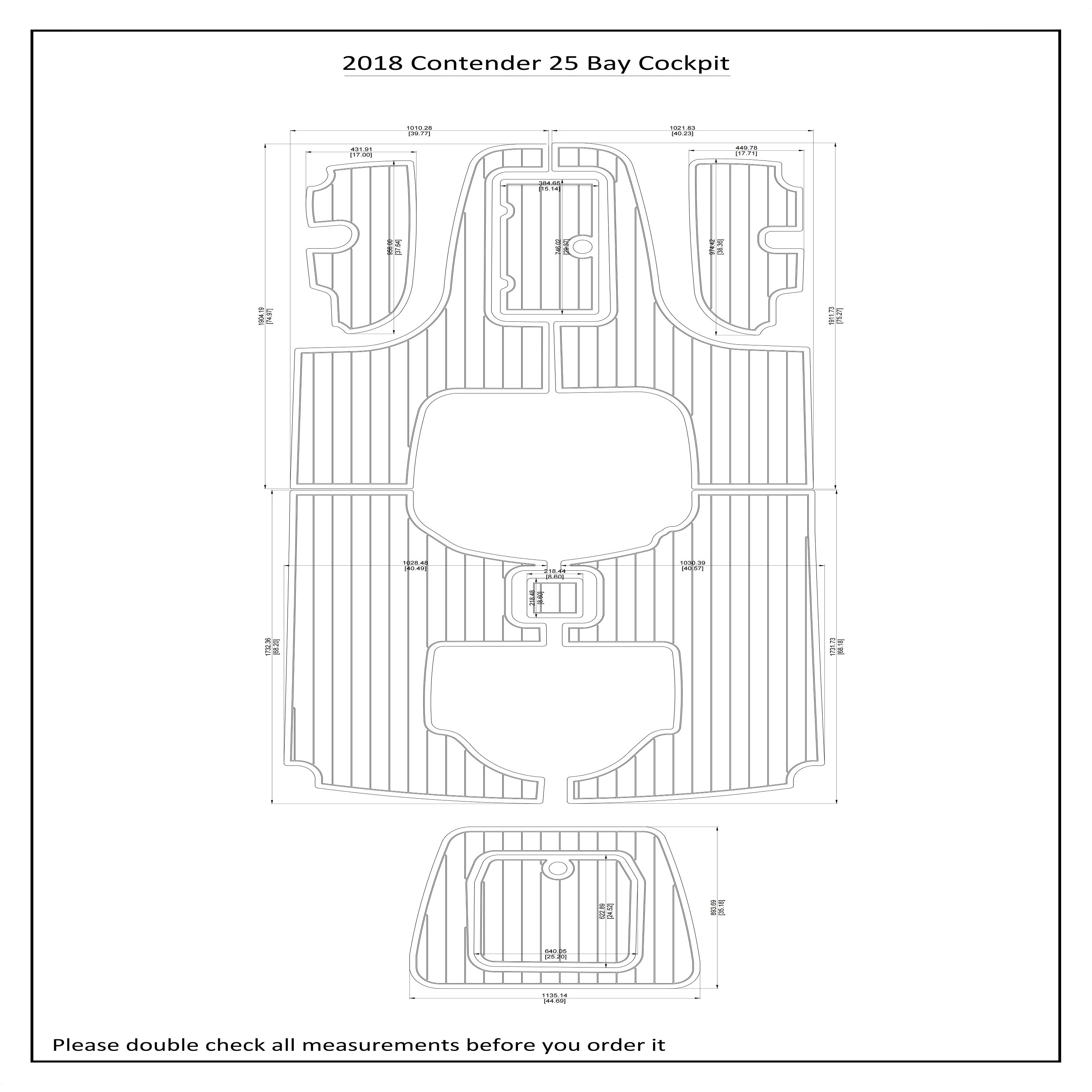 

2018 Contender 25 Bay Cockpit Boat EVA Faux Teak Deck Floor Pad