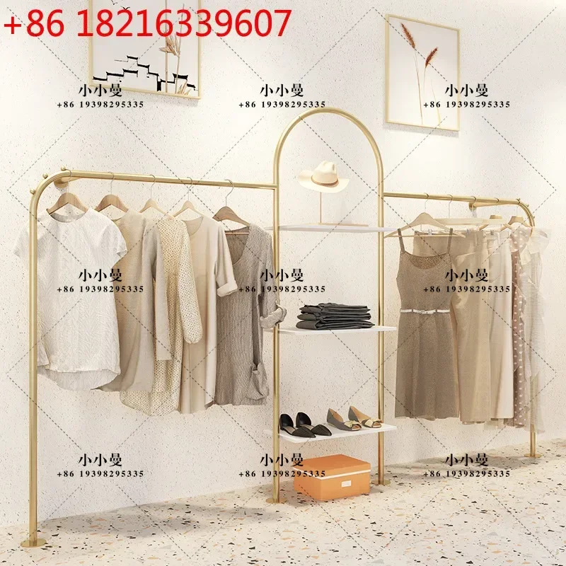 YAO Women's clothing store decoration hanging hangers on the wall clothes shelf props gold
