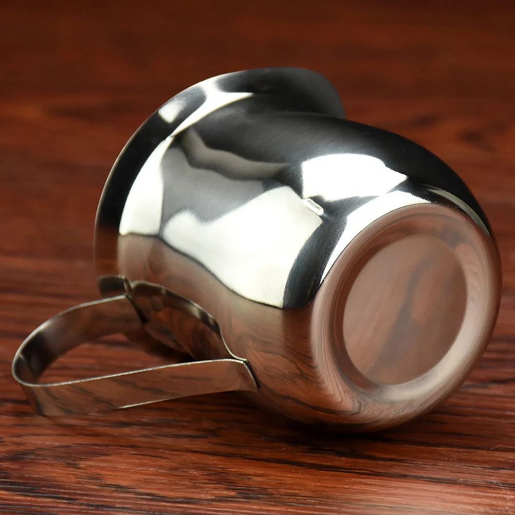 

1pc 90Ml Stainless Steel Milk Jug Coffee Cup Silver 3Oz Leak Proof Spout Portable Handle For Home Cafe Restaurant Kitchen