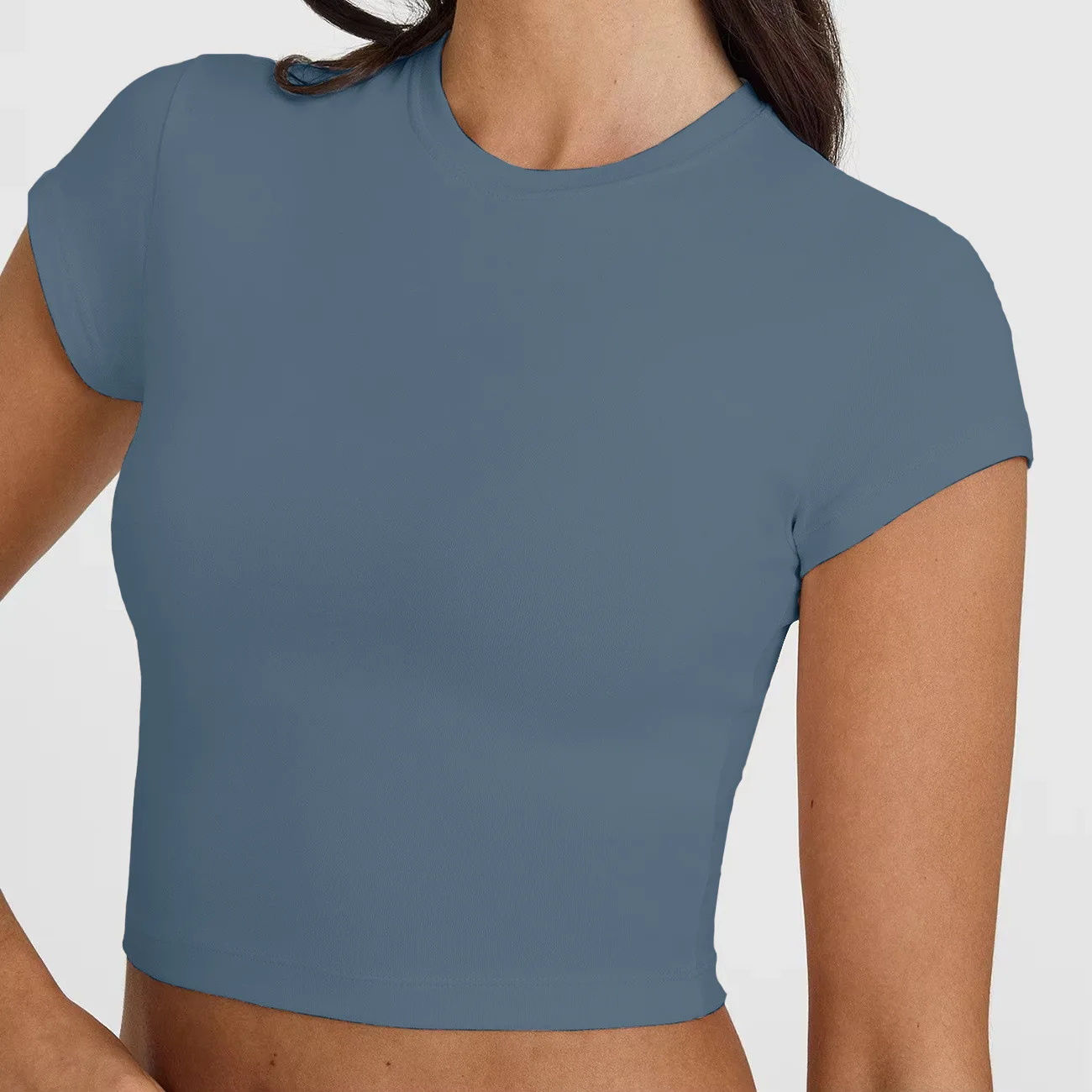 Yoga top short-sleeved women's breathable fast drying height support running gym exercise suit summer elastic sports vest