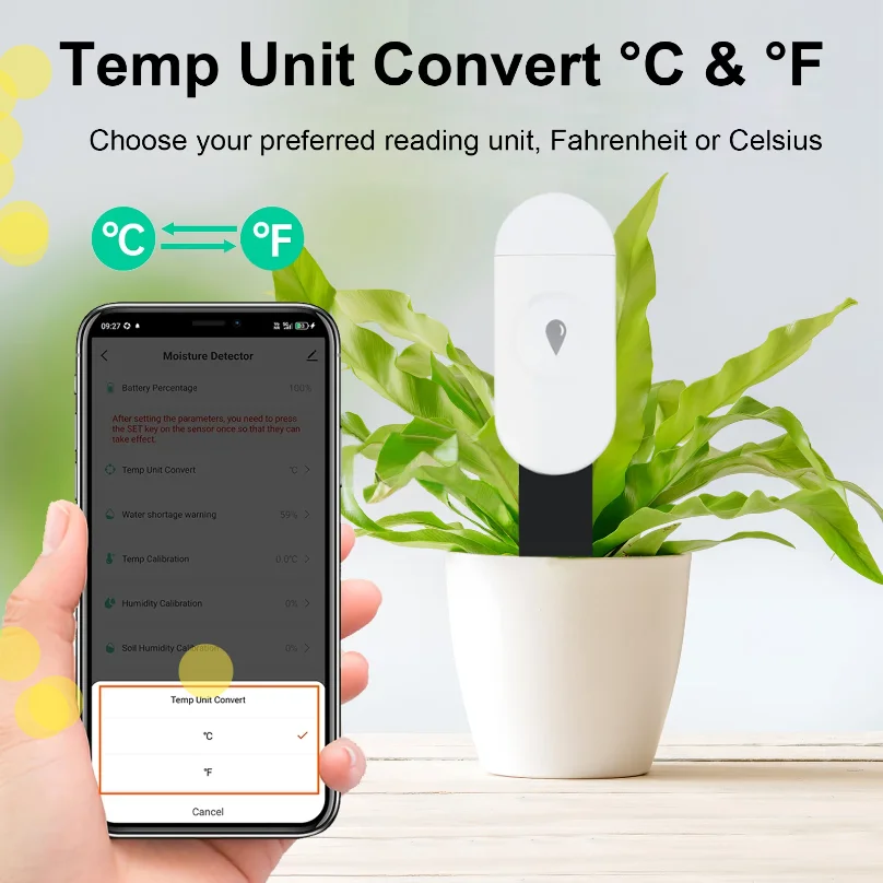 Temperature Humidity Moisture Detector Smart Soil Tester Moisture Sensor Phone App RealTime Monitor for Home Garden