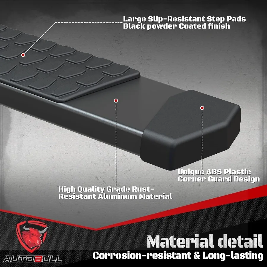 لوحات تشغيل 6 بوصات خطوات جانبية متوافقة مع 2005-2023 Toyota Tacoma Double Cab Crew Cab 4 أبواب كاملة الحجم باللون الأسود