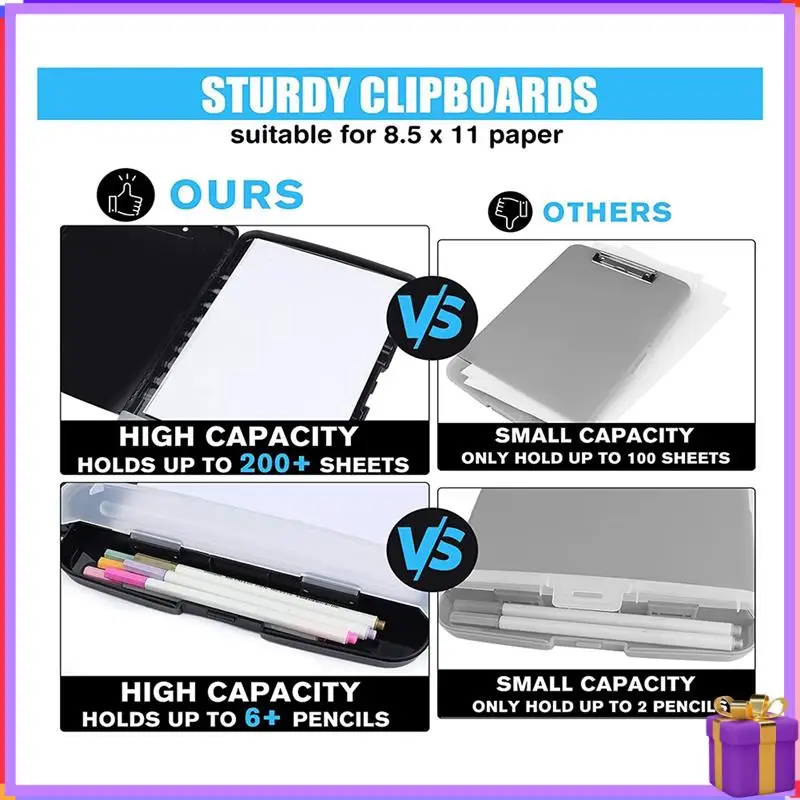 Geavanceerde klemborden met heavy duty, 8,5 x 11 klemborden met clip met laag profiel, zijopening, A4-formaat voor kantoor, school en thuis