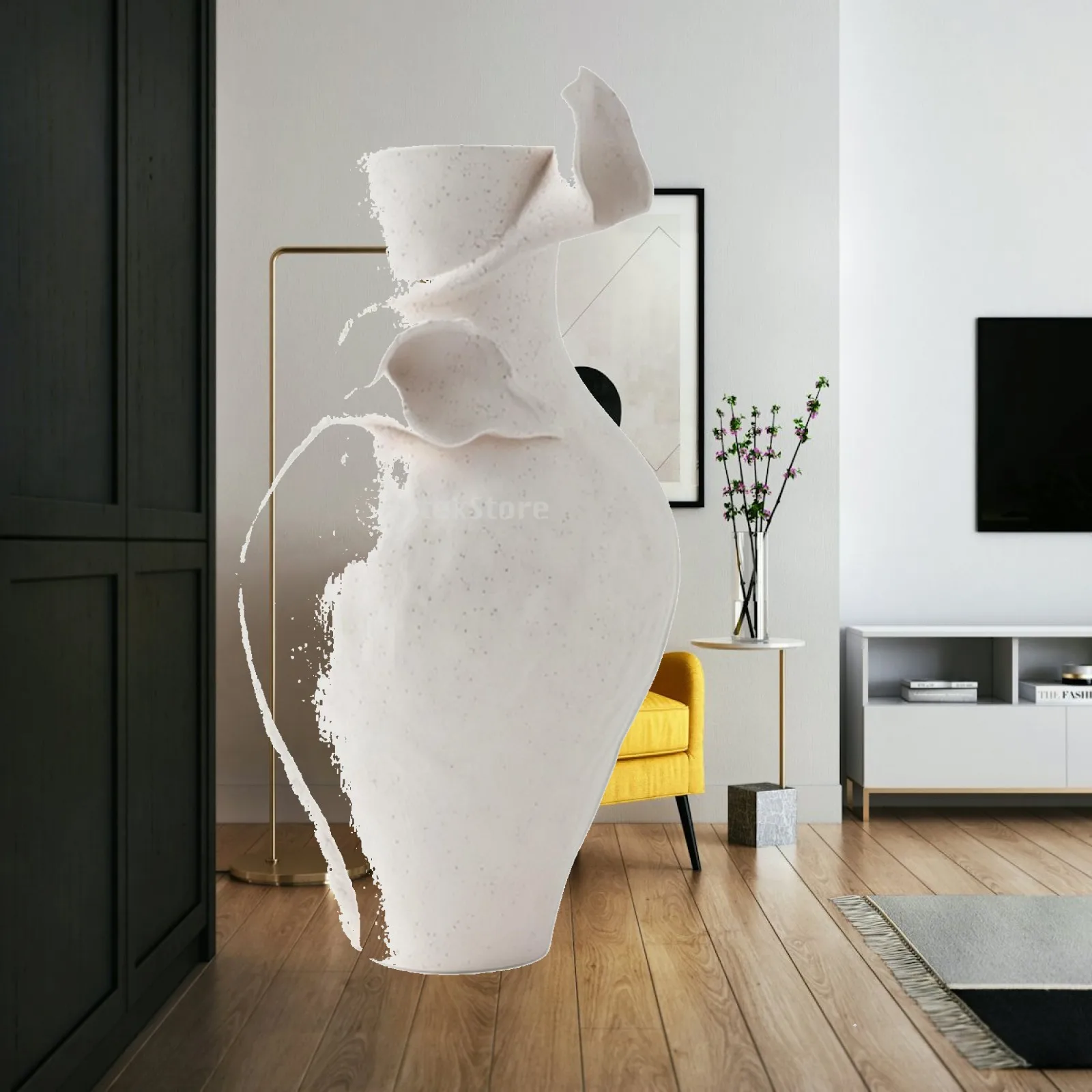 Unique Ceramic Vase Sculptural Hand Formed Modern Aesthetic Vase Decorative for Table Mantel and Hallway