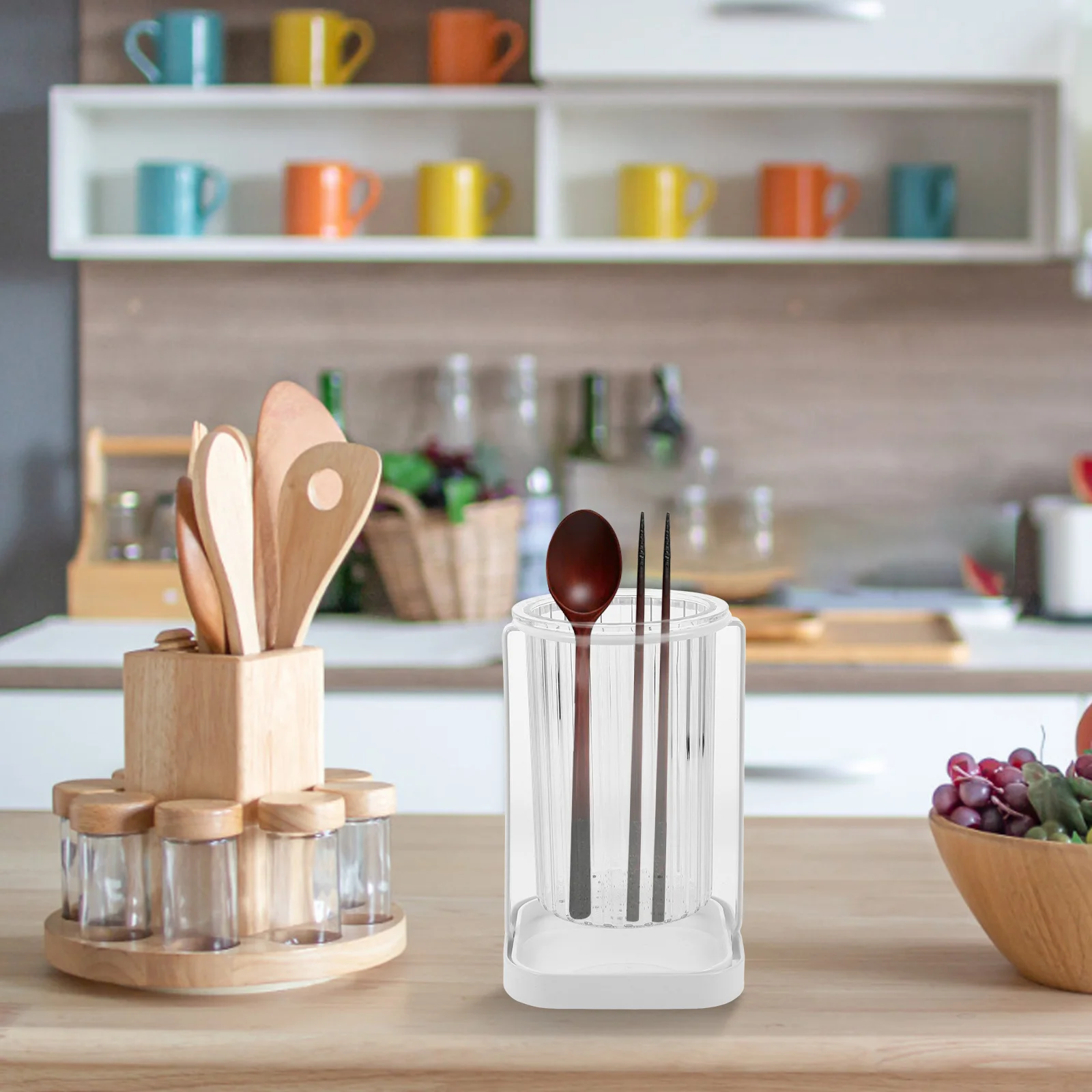 

Chopstick Holder Kitchen Utensil Container Sturdy Iron Silicone Pet Material Flatware Storage Organizer Kitchen Accessory