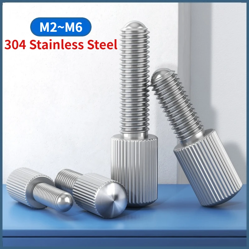 3/5/10/20/50/100pcs M2 M2.5 M3 M4 M5 M6 GB836 304 Stainless Steel Small Head Knurled Thumb Screws Hand Tighten Curtain Screws