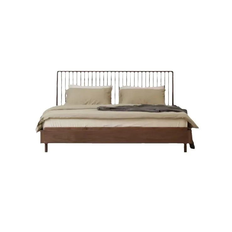 カスタマイズ可能な新しい中国ダブル北米ブラックウォールナットモダンシンプルマスターベッドルーム1.8メートルベッド